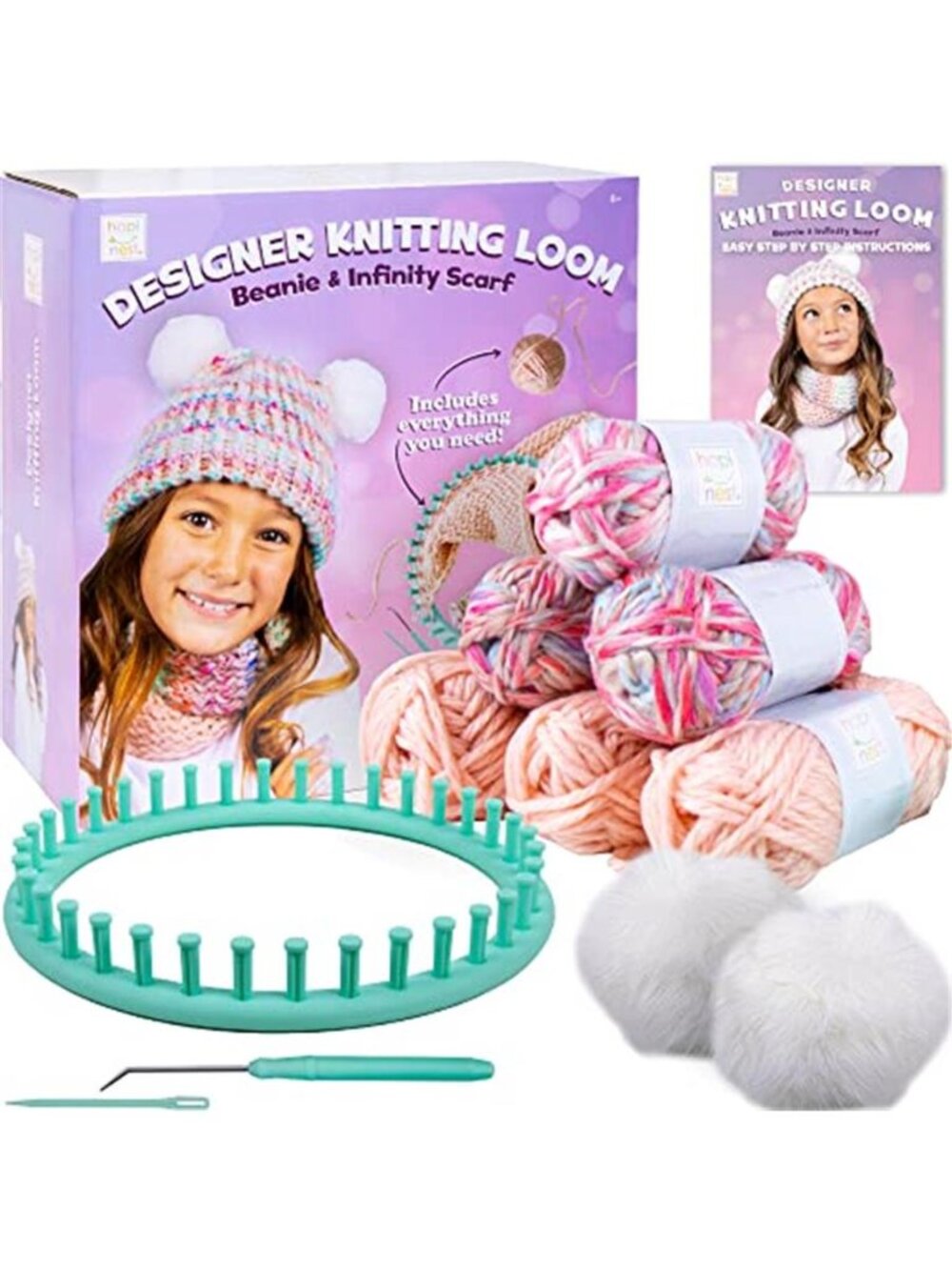 Kids Knitting Loom Kit Learn to Knit Hat Scarf Beginner Girls Ages 8 12 Set